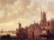 Jan van Goyen River Landscape with a Windmill and Ruined Castle oil painting picture wholesale
